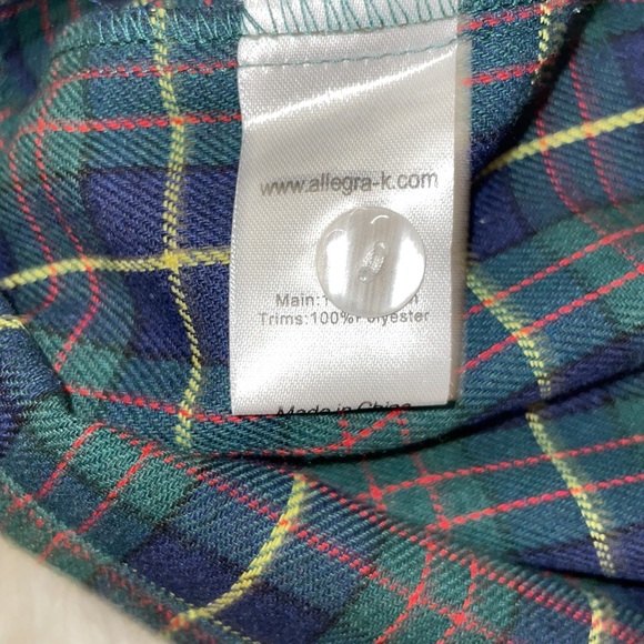 ALLEGRA K LONG SLEEVE PETER PAN COLOR GREEN/BLUE PLAID DRESS - Picture 8 of 13